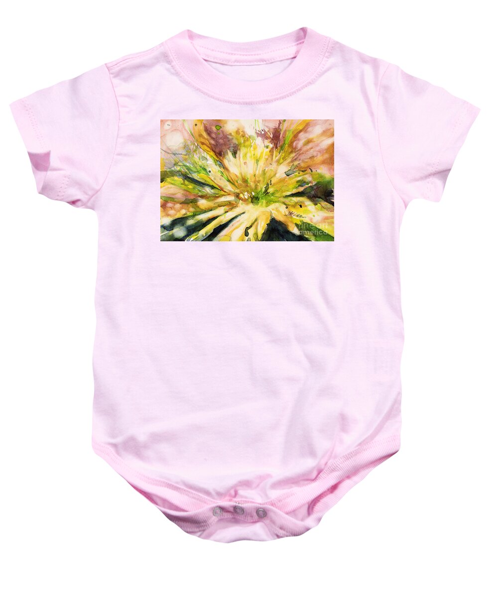 Flower Baby Onesie featuring the painting Yellow Mum by Judith Levins