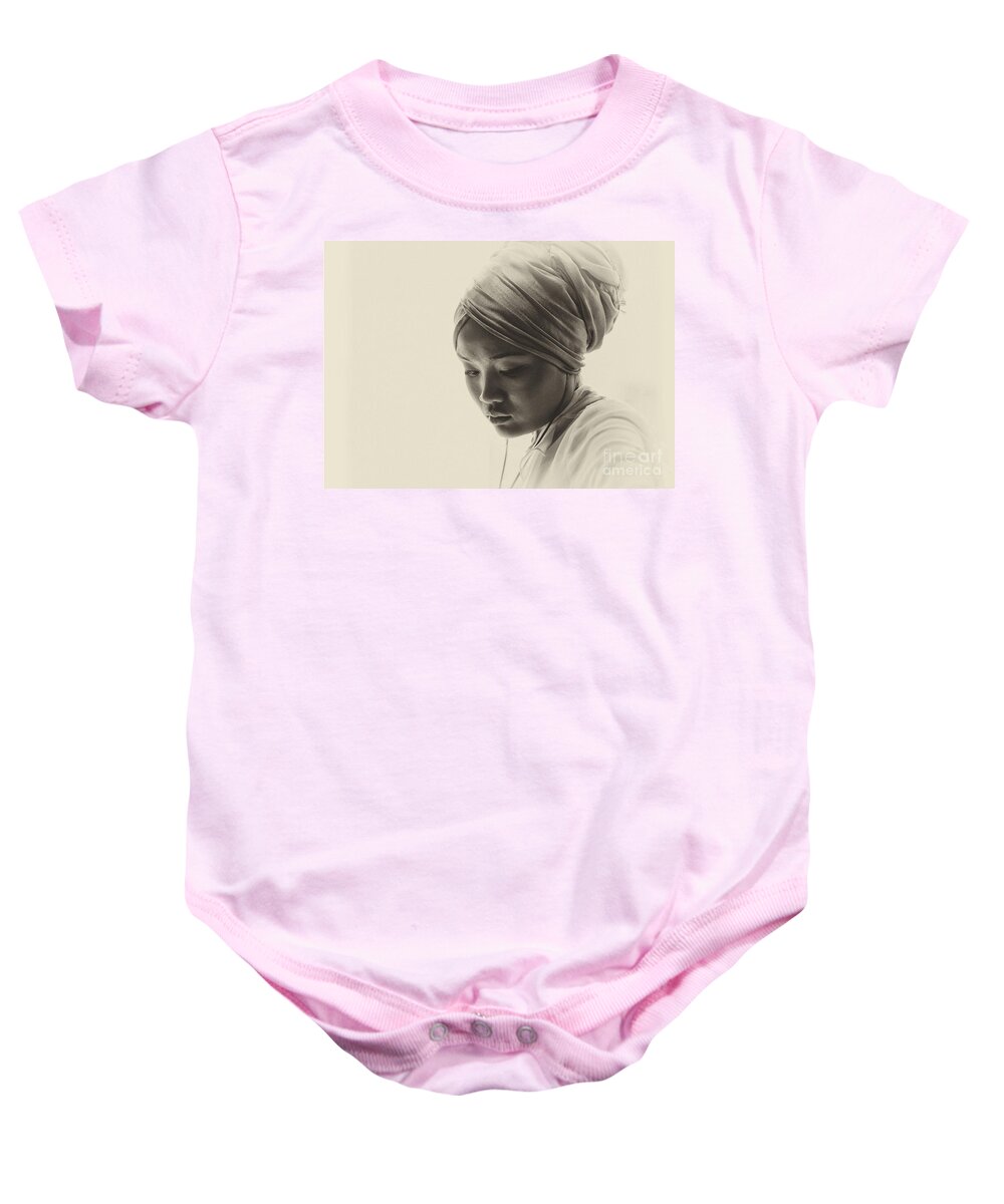 Pensive Young Woman Baby Onesie featuring the photograph Deep in thought by Sheila Smart Fine Art Photography
