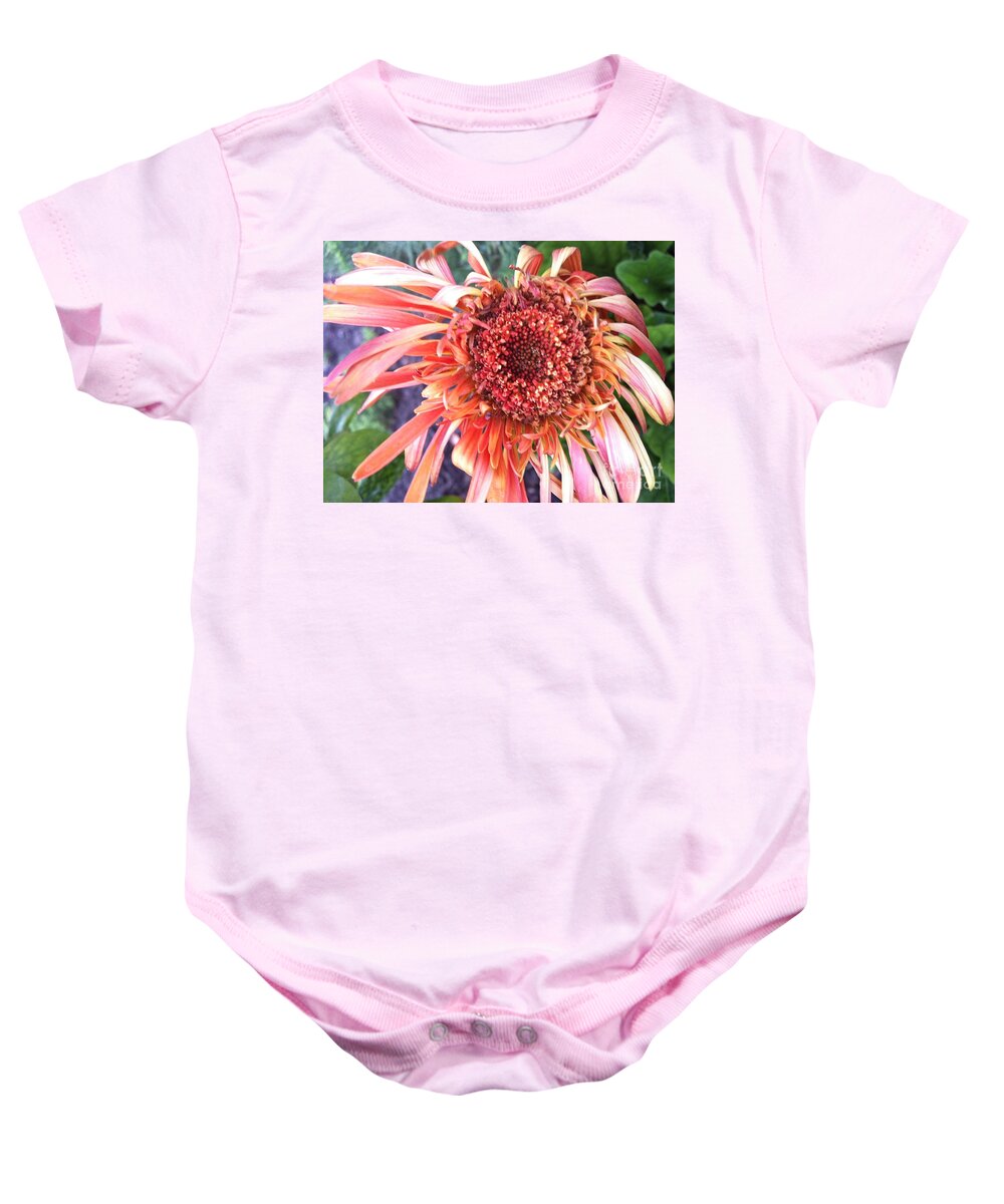 Red Flower Baby Onesie featuring the photograph Daisy in the Wind by Vonda Lawson-Rosa