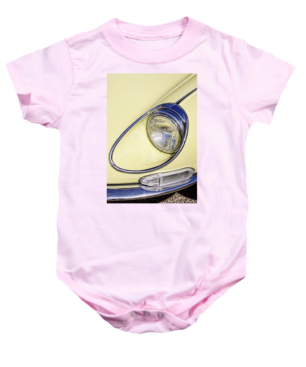 E-type Baby Onesie featuring the photograph E-Type Jaguar 4.2 Convertible by Gordon Dean II