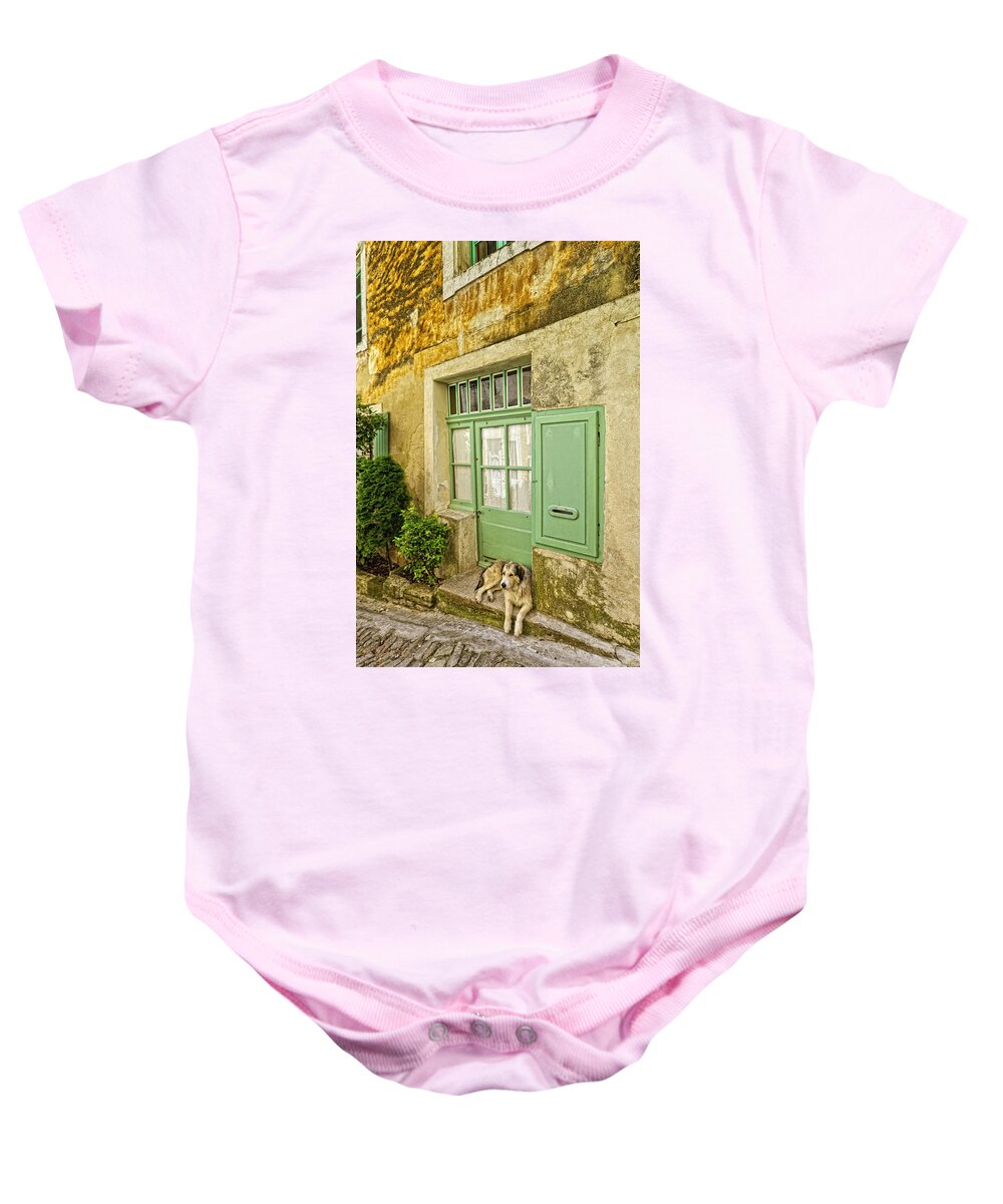 Dog Baby Onesie featuring the photograph Famille de attente dans Gordes by Fred J Lord