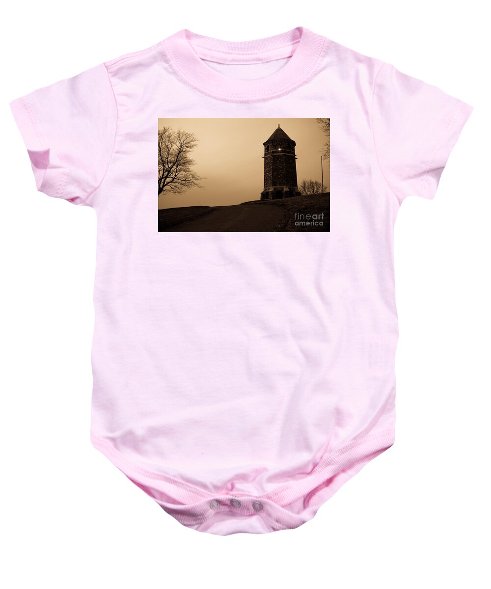 Stone Baby Onesie featuring the photograph Fox Hill Tower by Kyle Lee