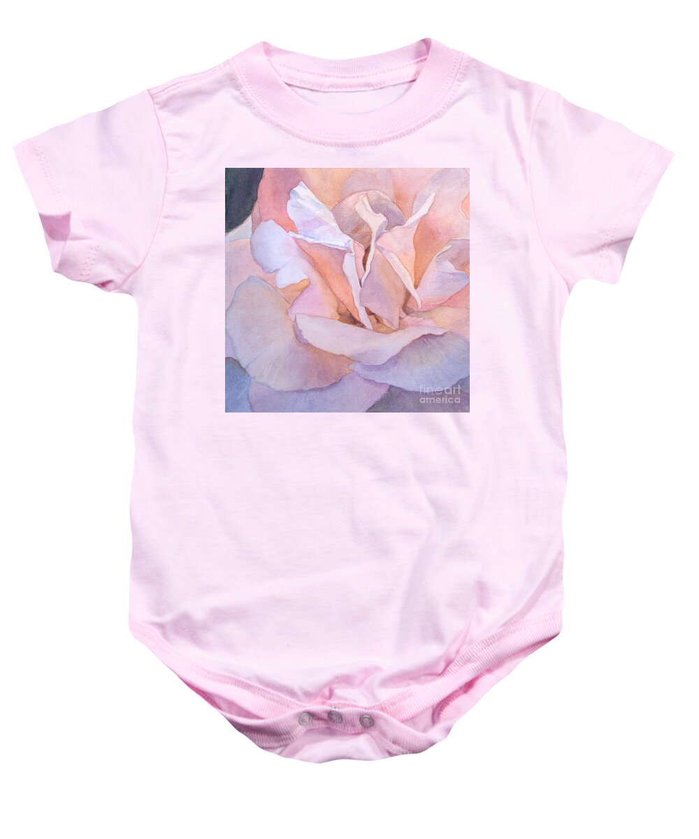 Flowers Baby Onesie featuring the painting Heart of a Rose 1 by Jan Lawnikanis