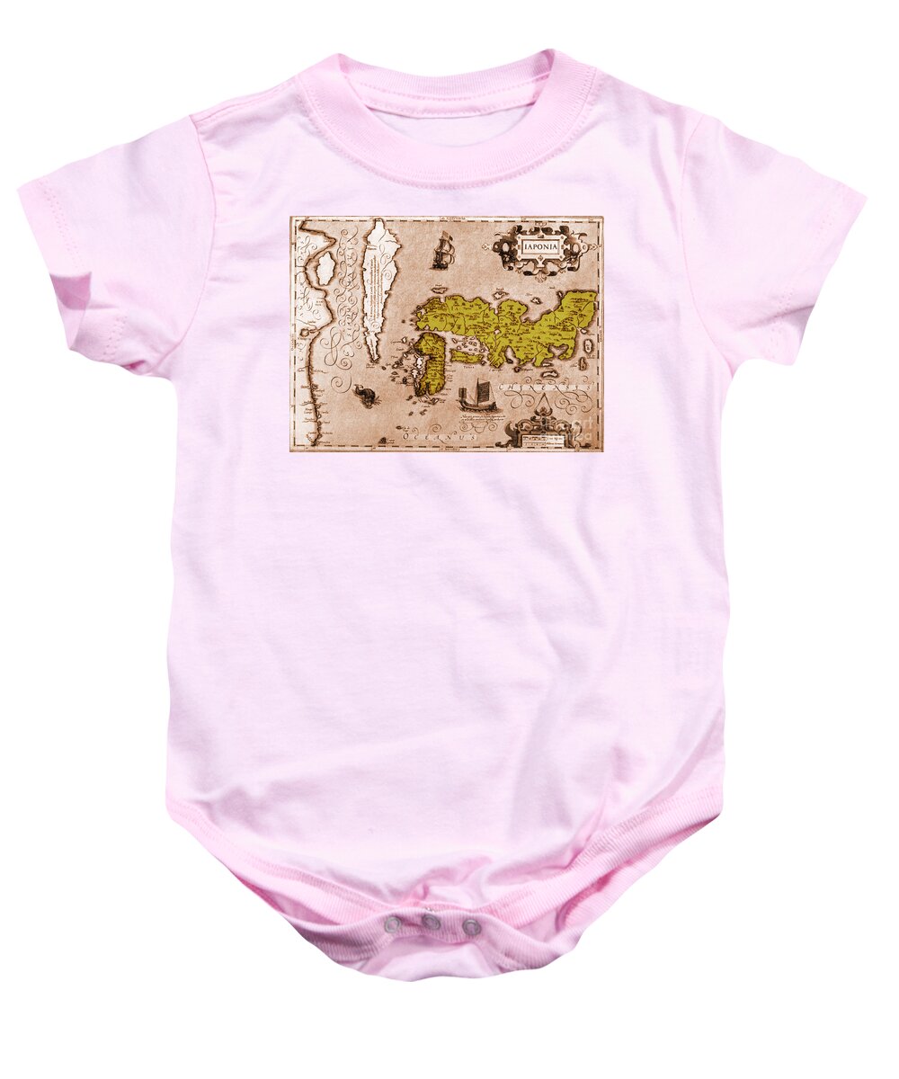 Japan Baby Onesie featuring the photograph Japan, Mercator Hondius Atlas, 1606 by Photo Researchers