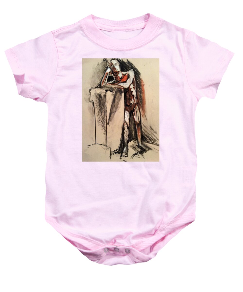 Baby Onesie featuring the drawing Man 1 by John Gholson