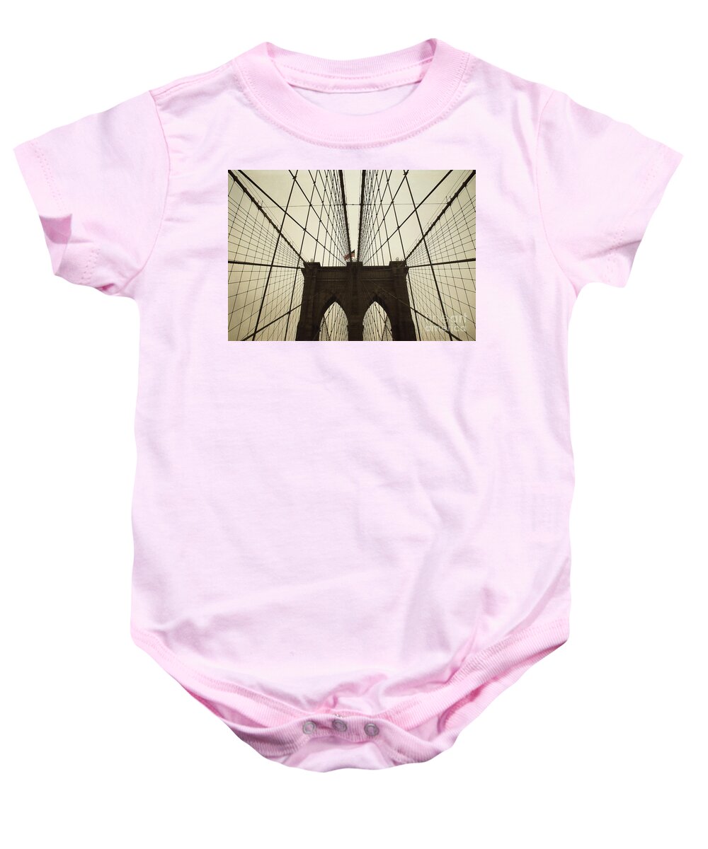 Ny Baby Onesie featuring the photograph NYC- brooklyn brige by Hannes Cmarits