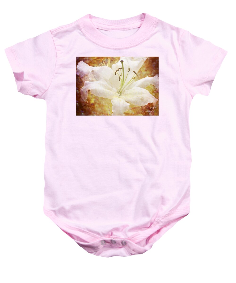 Clare Bambers Baby Onesie featuring the photograph Sparkling Lily by Clare Bambers
