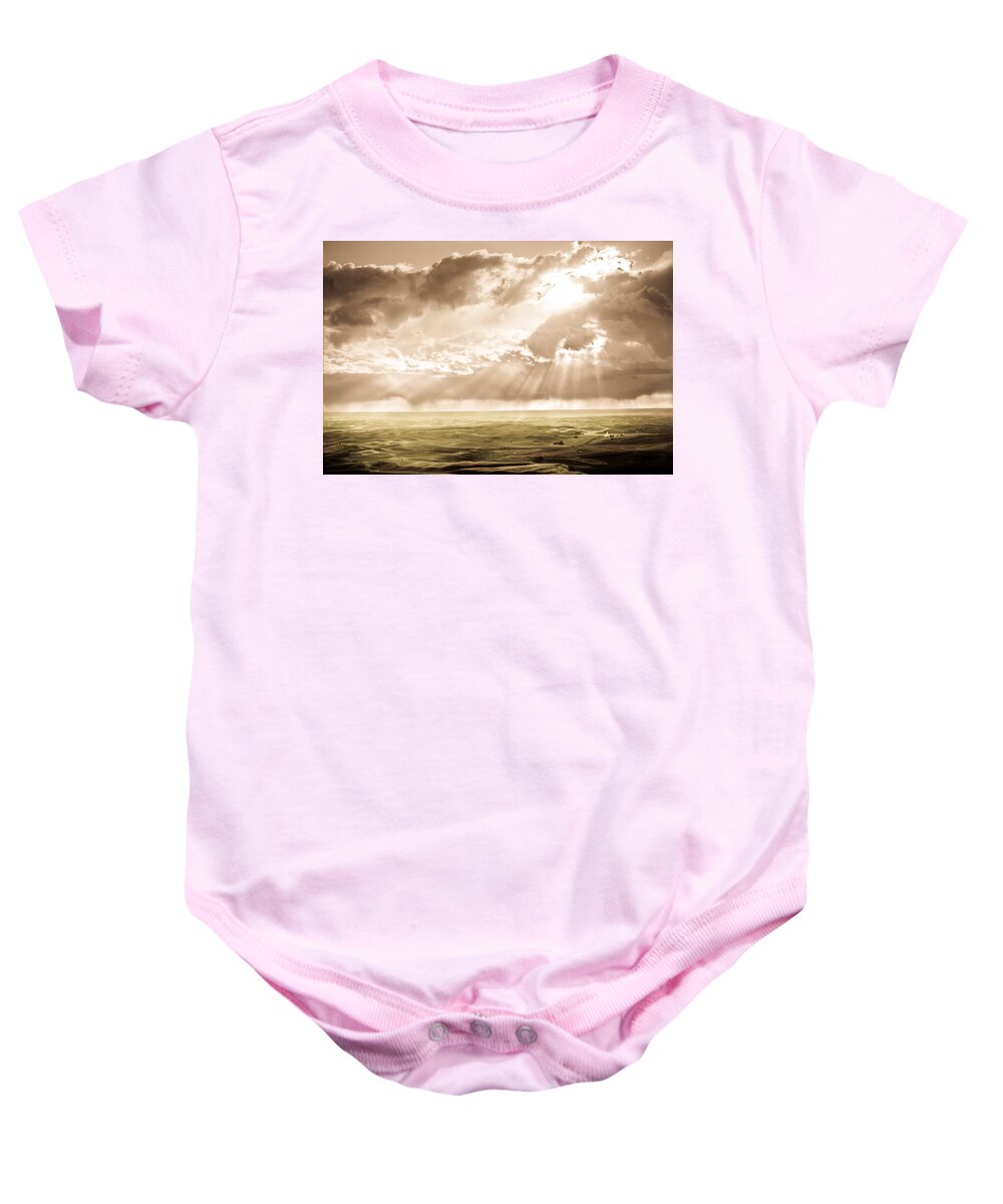 Palouse Baby Onesie featuring the photograph Sunburst by Niels Nielsen