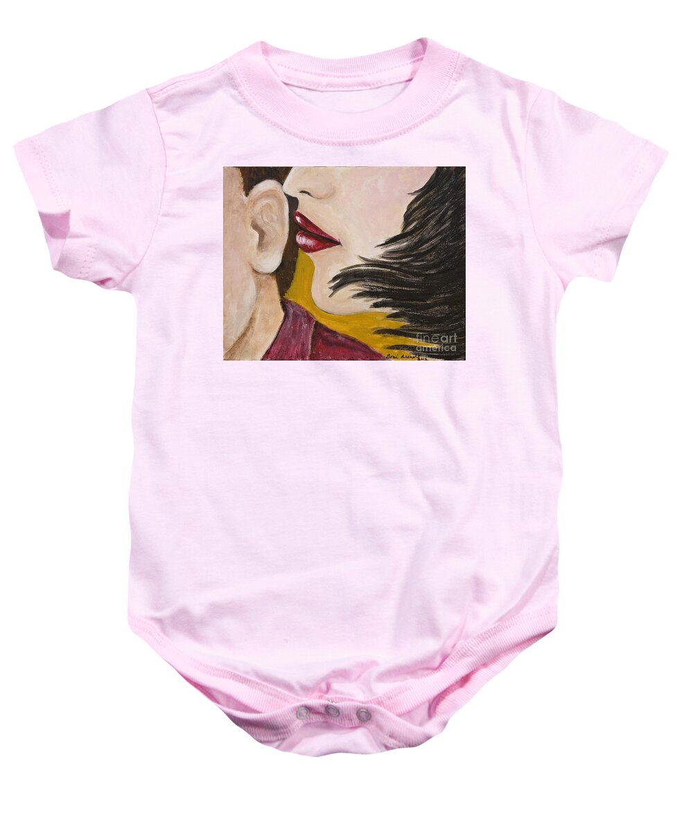 Female Baby Onesie featuring the painting The Secret by Boni Arendt