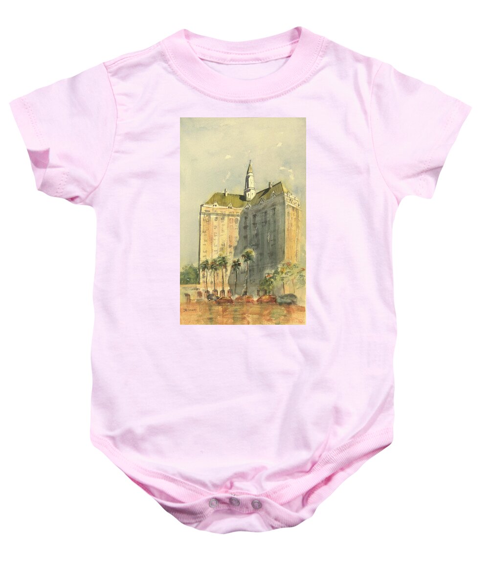 Villa Riviera Baby Onesie featuring the painting Villa Riviera another view by Debbie Lewis