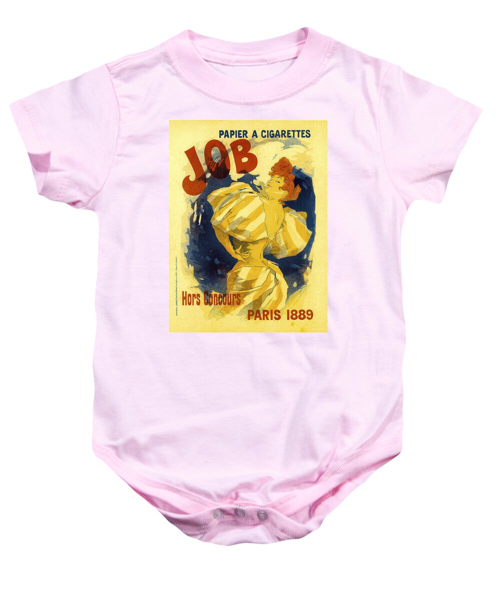 Jules Cheret Baby Onesie featuring the painting Job Cigarette Paper by Jules Cheret
