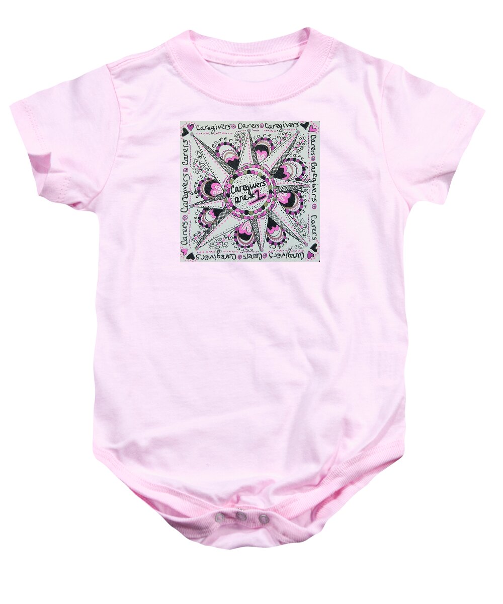 Carer Baby Onesie featuring the drawing Carer Love by Carole Brecht