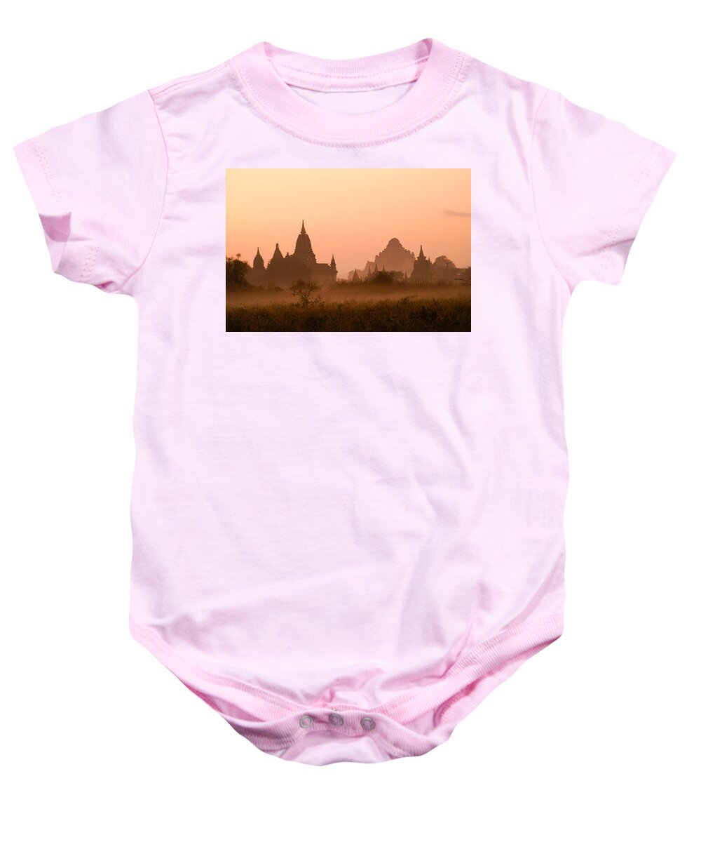 Sunrise Baby Onesie featuring the photograph Dawn in Burma #1 by Michele Burgess