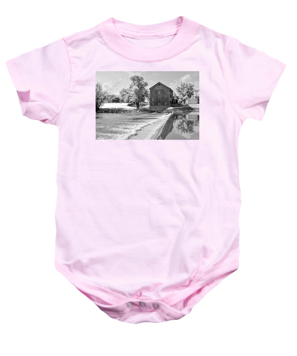 Grist Baby Onesie featuring the photograph Grist Mill by Andrea Platt