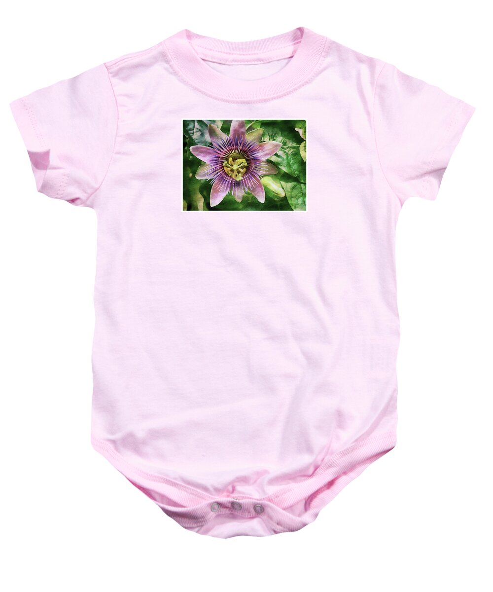 Passion Baby Onesie featuring the photograph Passion Flower #1 by Margie Wildblood