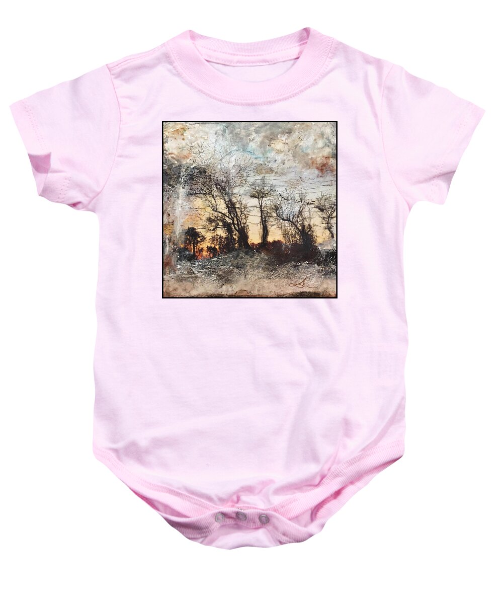 Mixed Media Prints Baby Onesie featuring the mixed media Sing to me autumn #2 by Delona Seserman