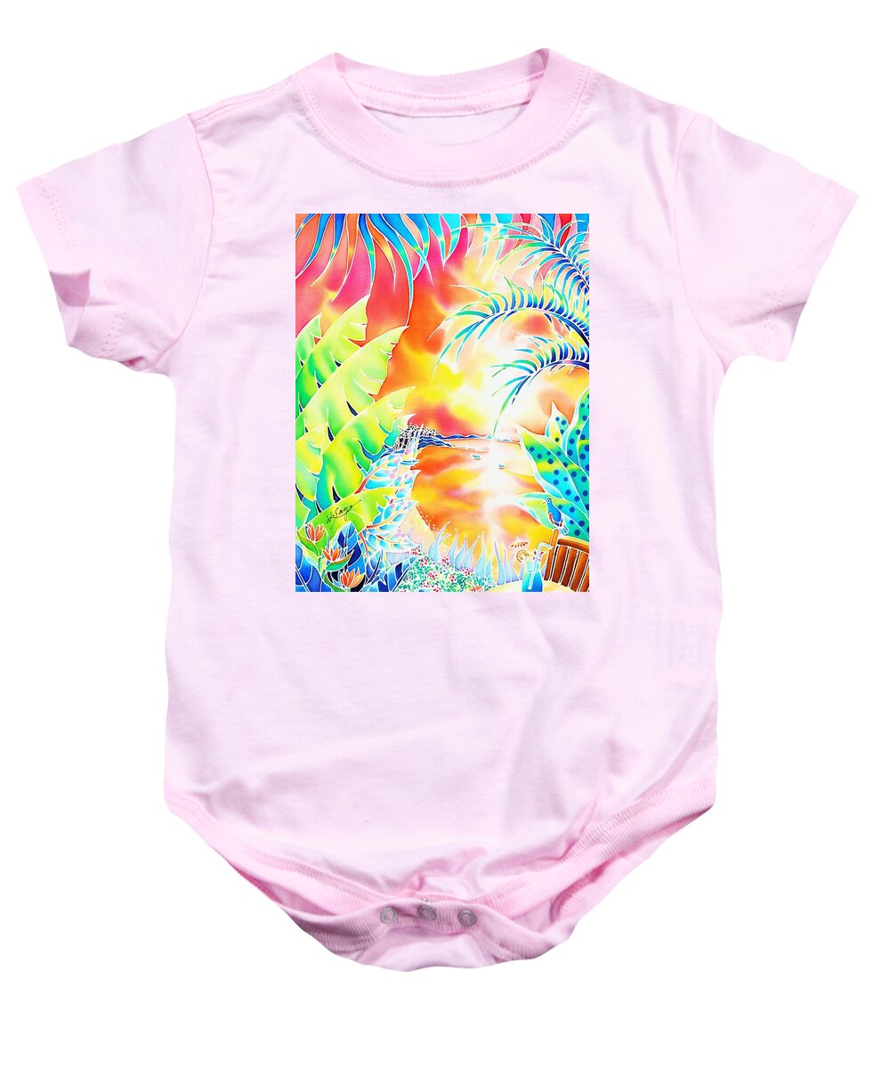 Sunset Baby Onesie featuring the painting Sunset cocktail by Hisayo OHTA