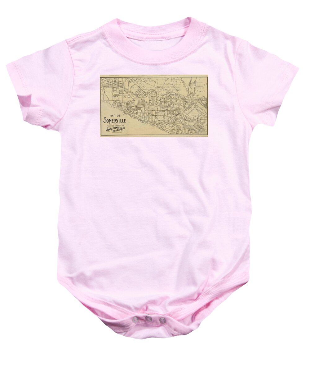 Somerville Baby Onesie featuring the digital art 1895 Map of Somerville MA Detailed Historical Map by Toby McGuire