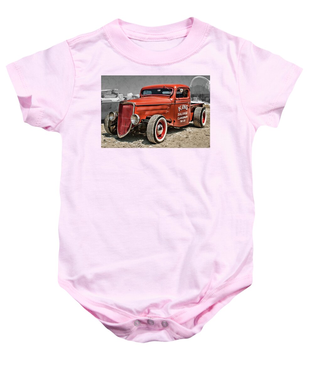 1935 Baby Onesie featuring the photograph 1935 Ford pickup custom rat rod by Daniel Adams
