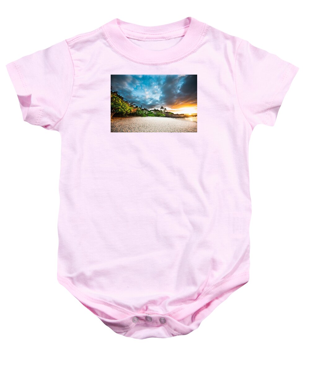 North Shore Oahu Baby Onesie featuring the photograph 3 Tables Sunset by Leonardo Dale
