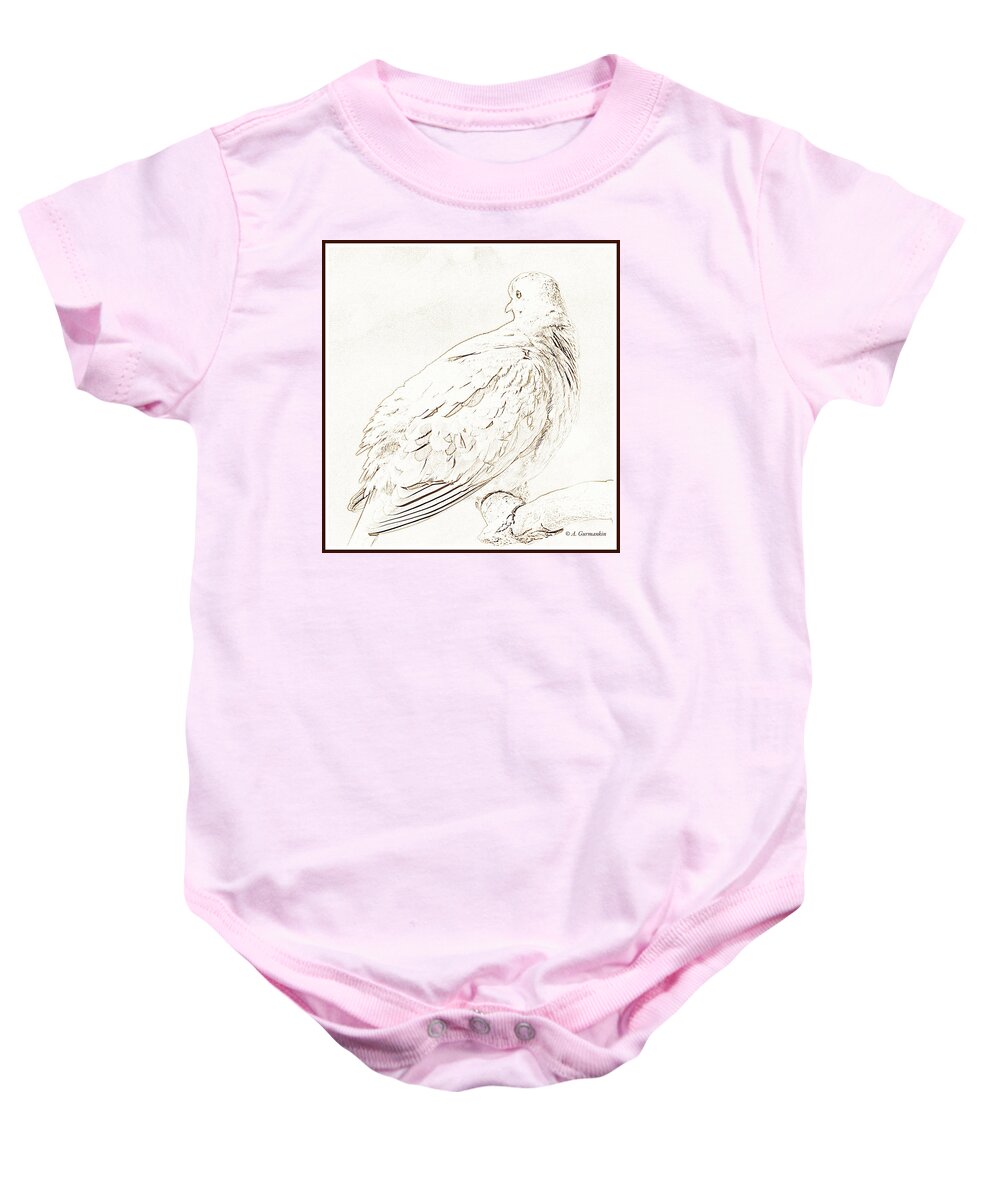 Color Baby Onesie featuring the photograph Mourning Dove, Animal Portrait #8 by A Macarthur Gurmankin