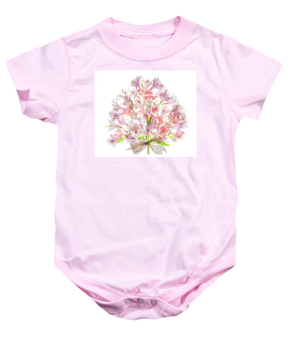 Alstromeria Baby Onesie featuring the photograph A bouquet for Mother's day. by Usha Peddamatham