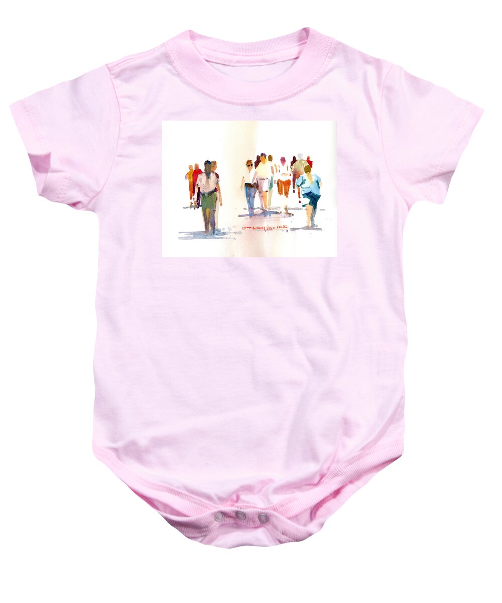 Figures Baby Onesie featuring the painting A Walk in the Park by P Anthony Visco