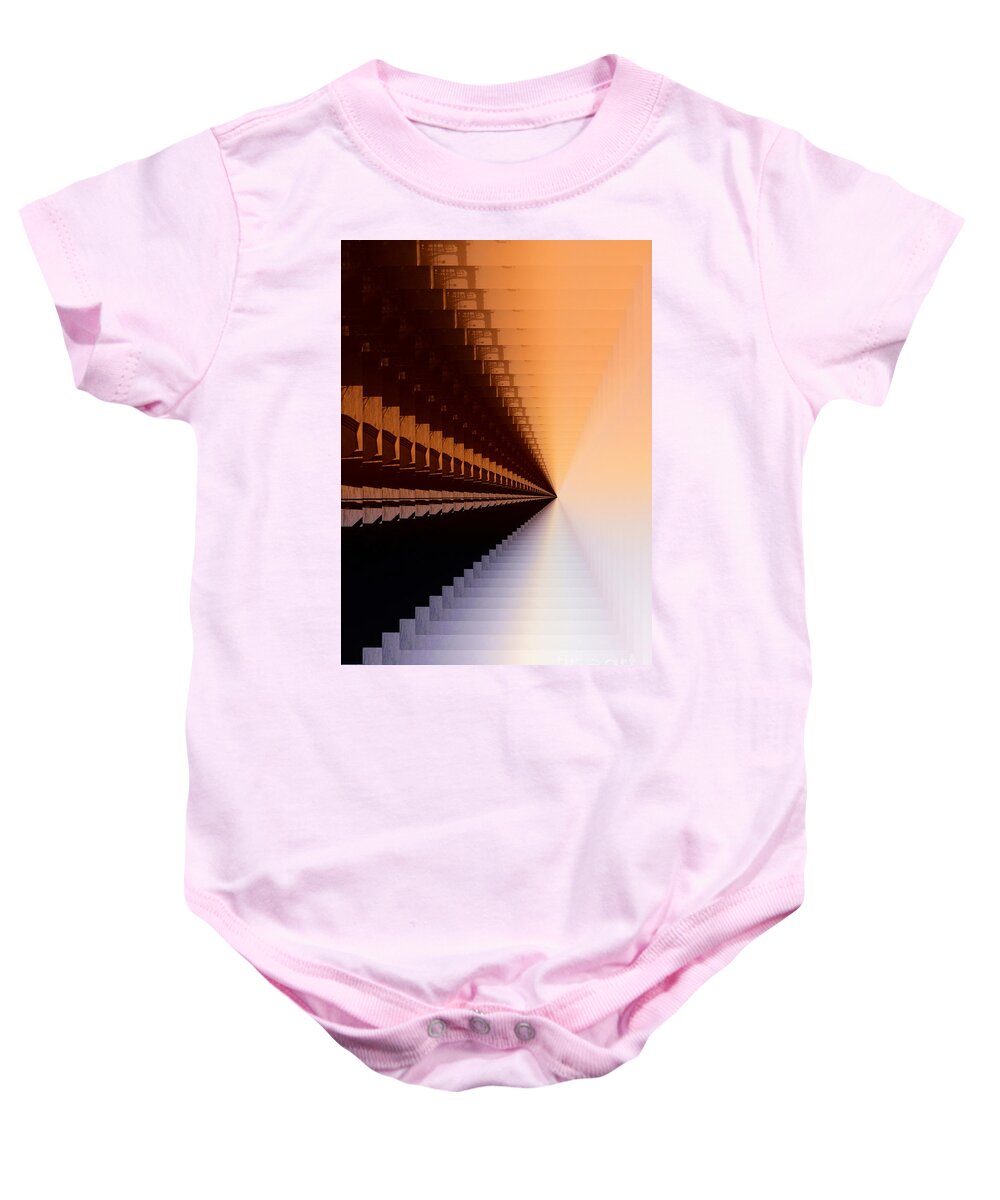 Abstract-industrial Art Baby Onesie featuring the photograph Abstract Industrial Sunrise by Scott Cameron