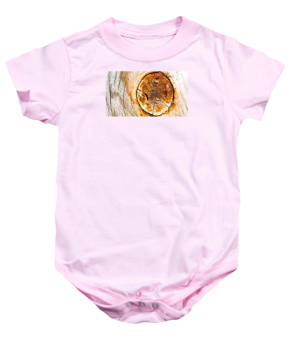 Wood Baby Onesie featuring the photograph Abstract Wood Panel Knot by ELITE IMAGE photography By Chad McDermott