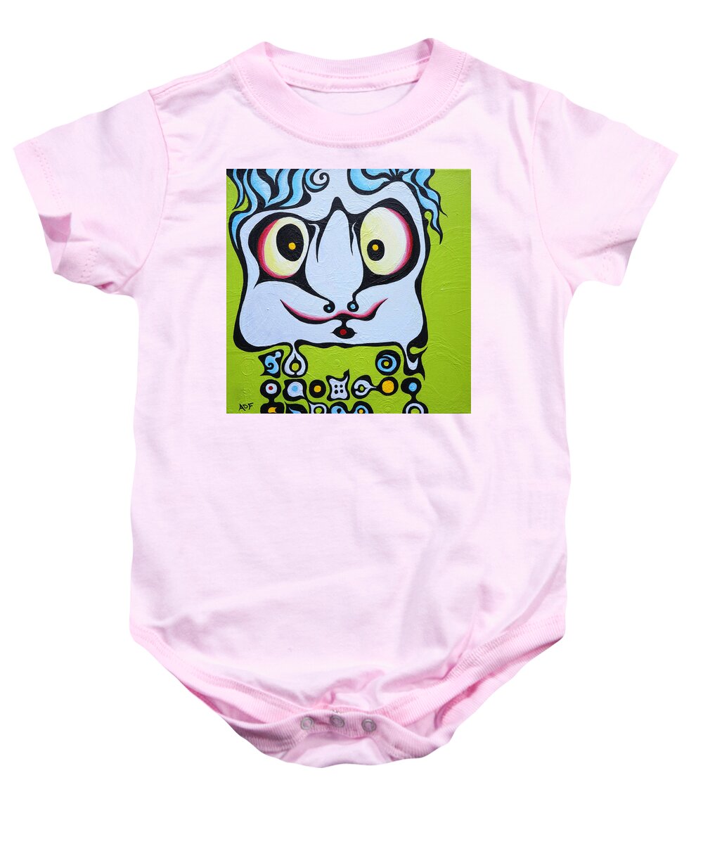 Ace Baby Onesie featuring the painting Ace Kid Mark by Amy Ferrari
