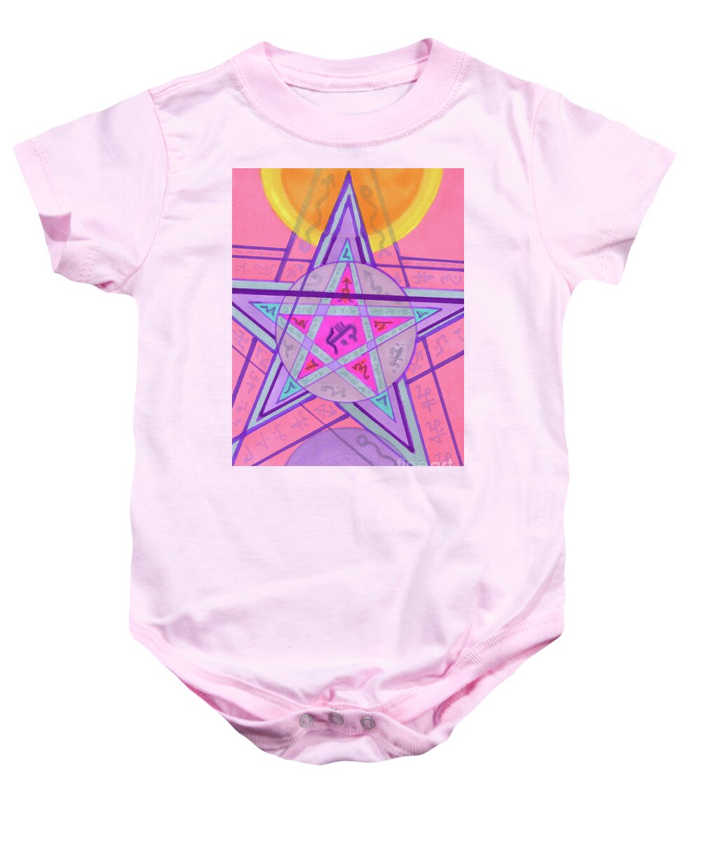Tarot Baby Onesie featuring the drawing Ace Of Solomon by Joey Gonzalez