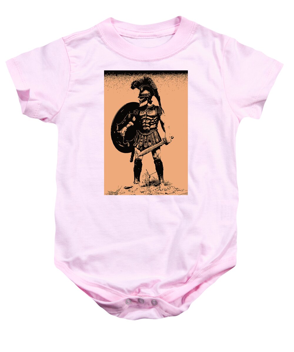 Spartan Warrior Baby Onesie featuring the painting Age of Sparta by AM FineArtPrints