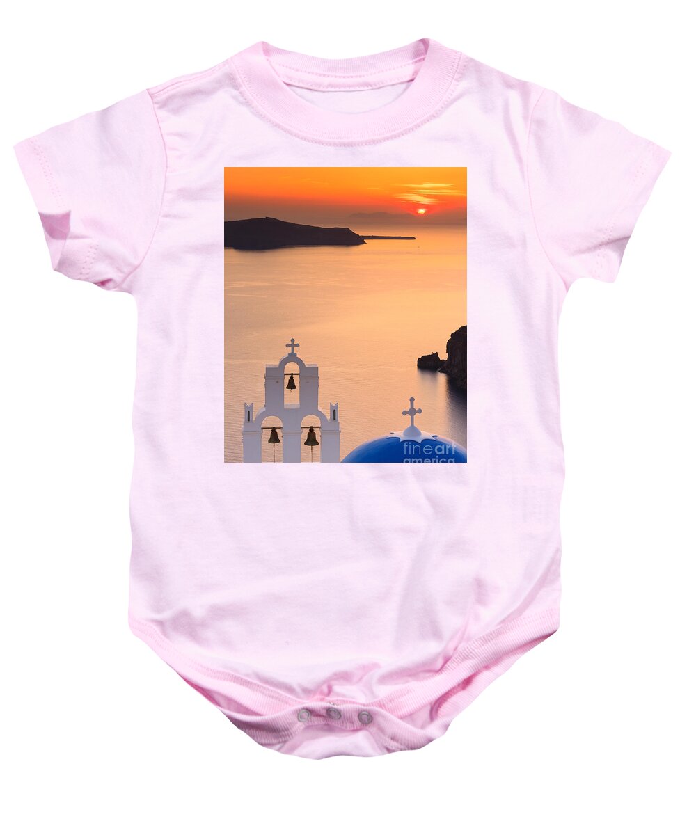 Aegean Baby Onesie featuring the photograph Aghioi Theodoroi Church at Firostefani by Henk Meijer Photography