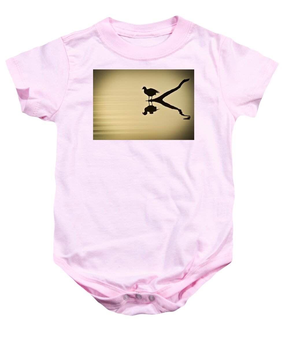 Bird Silhouette Baby Onesie featuring the photograph All By Myself by Carolyn Marshall