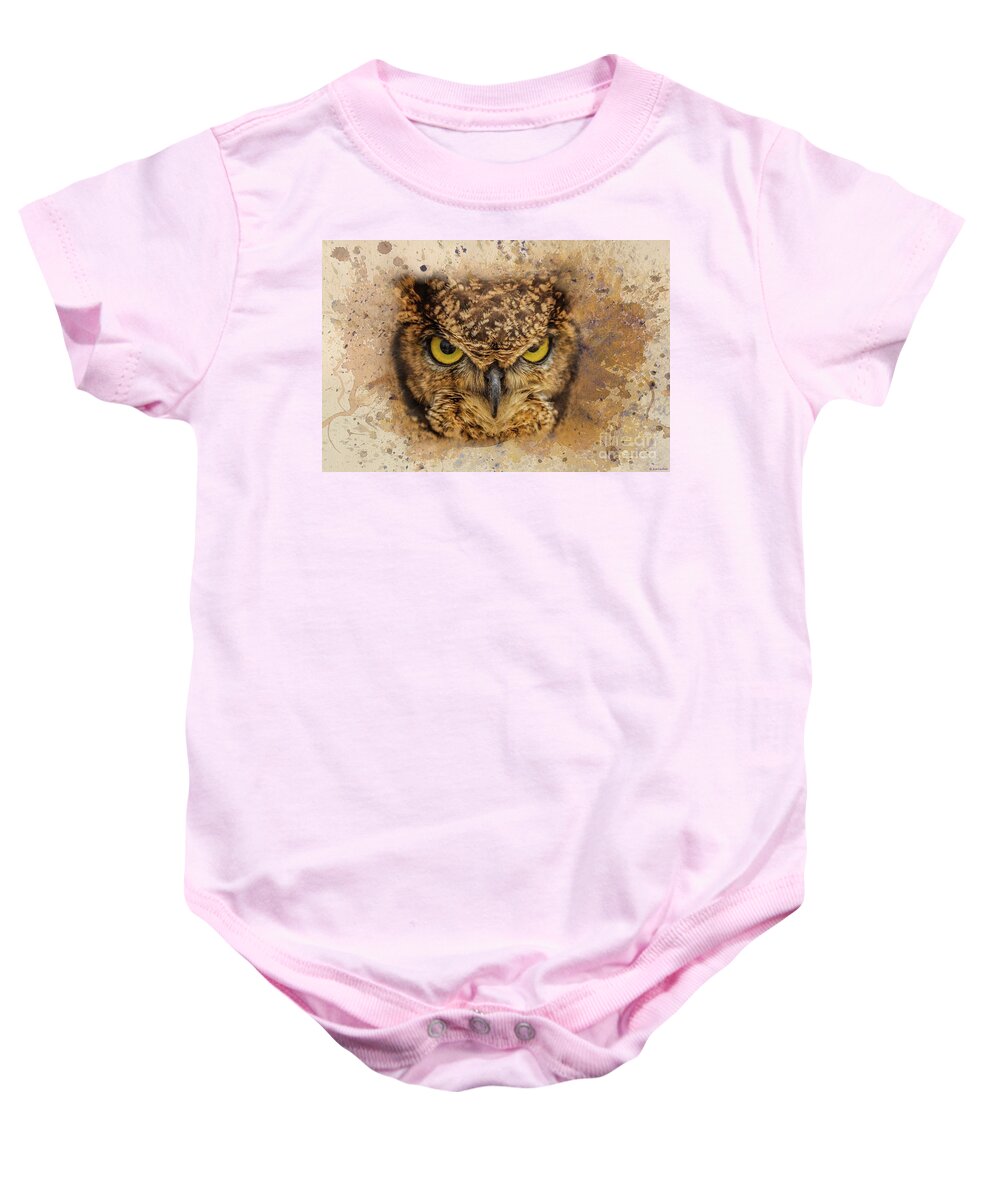 Indian Eagle-owl Baby Onesie featuring the photograph Angry Bird by Eva Lechner