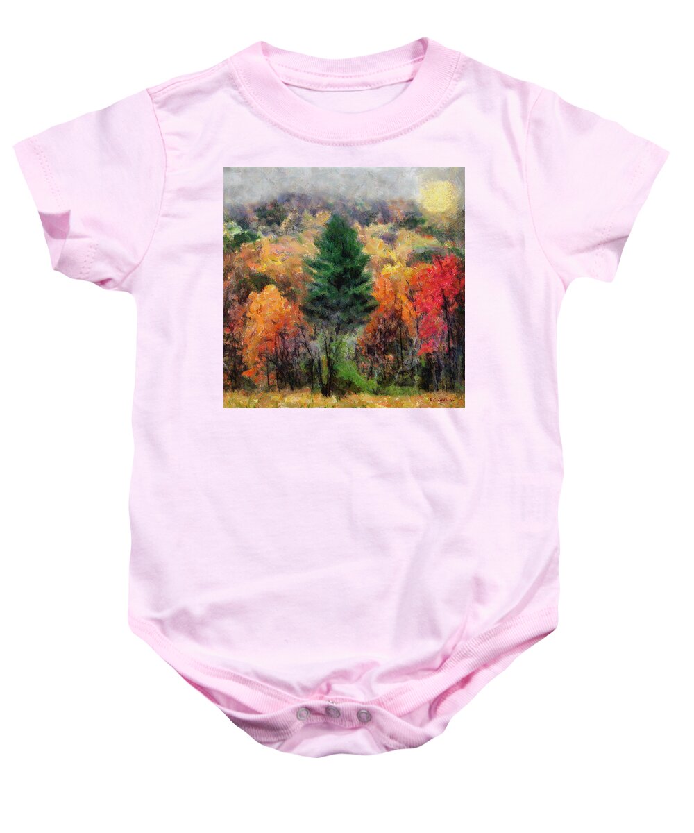 Landscape Baby Onesie featuring the painting Autumn Carnival by RC DeWinter