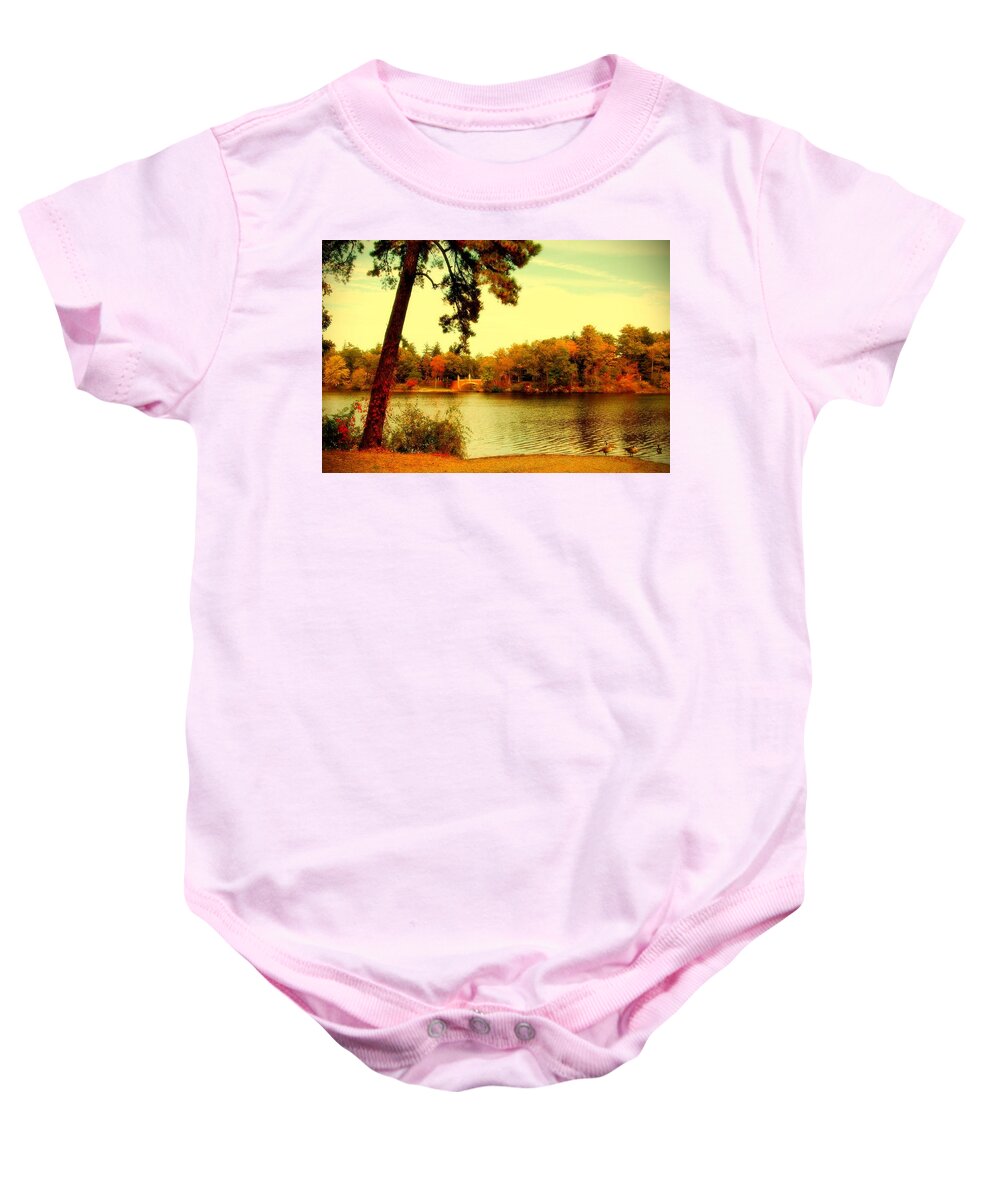 New Jersey Baby Onesie featuring the photograph Autumn Dream - Lake Carasaljo by Angie Tirado