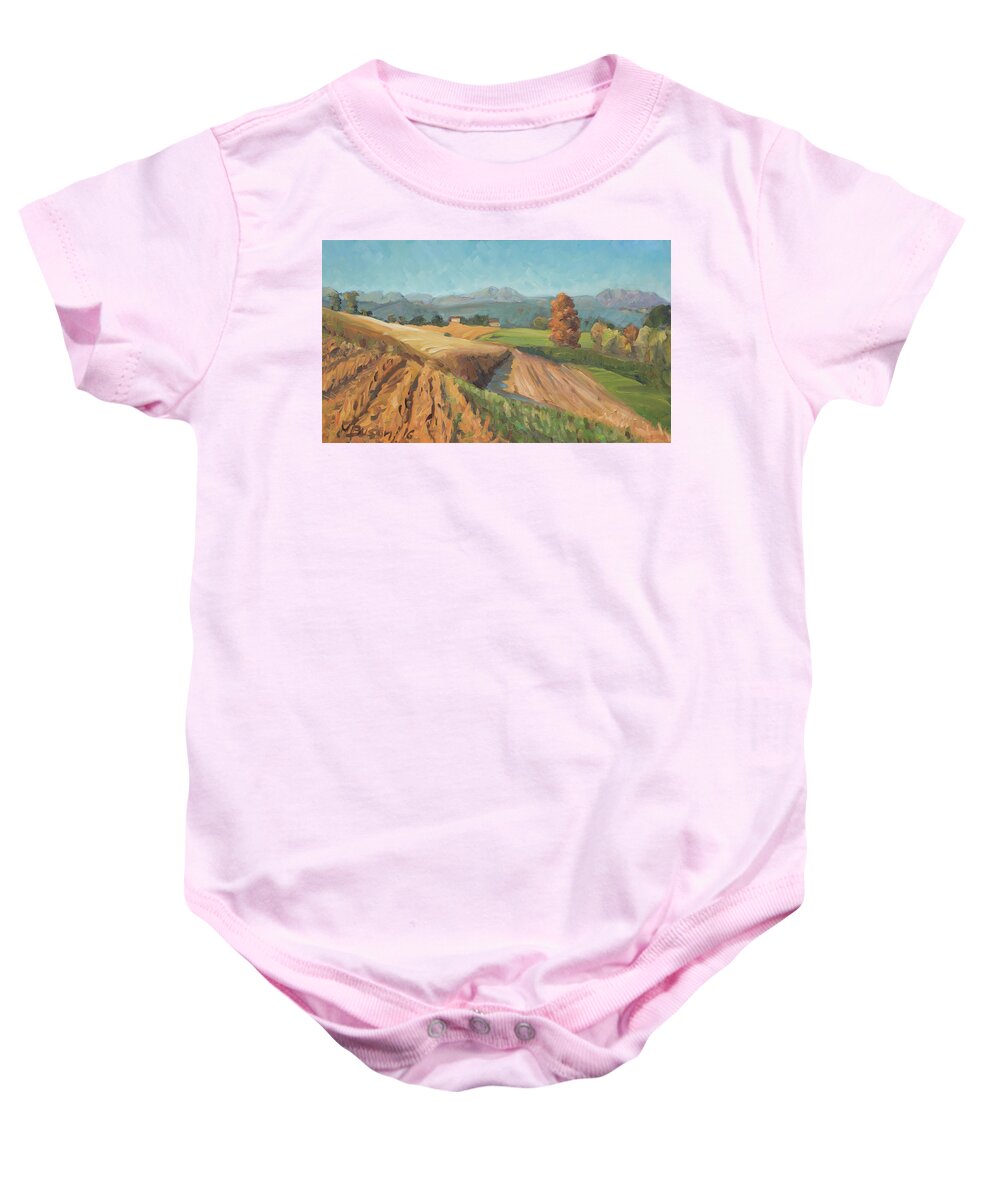 Fall Baby Onesie featuring the painting Autumn in Brianza by Marco Busoni