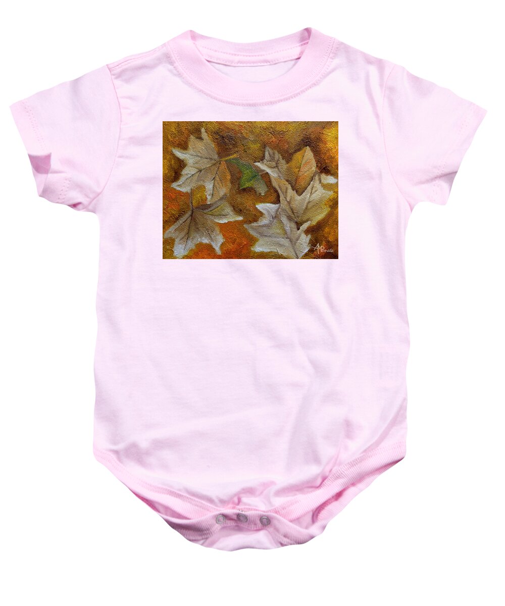 Autumn Baby Onesie featuring the painting Autumn Leaves by Angeles M Pomata