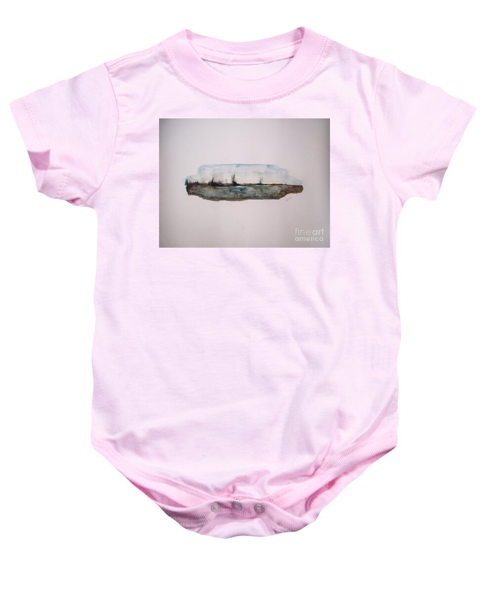 Abstract Baby Onesie featuring the painting Autumn Serenity by Vesna Antic