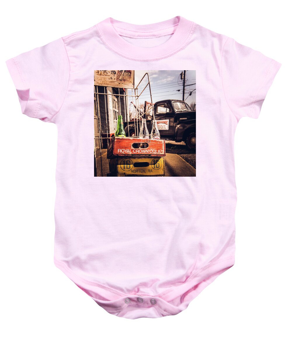 Bottle Crates Baby Onesie featuring the photograph Back To Mayberry by Cynthia Wolfe