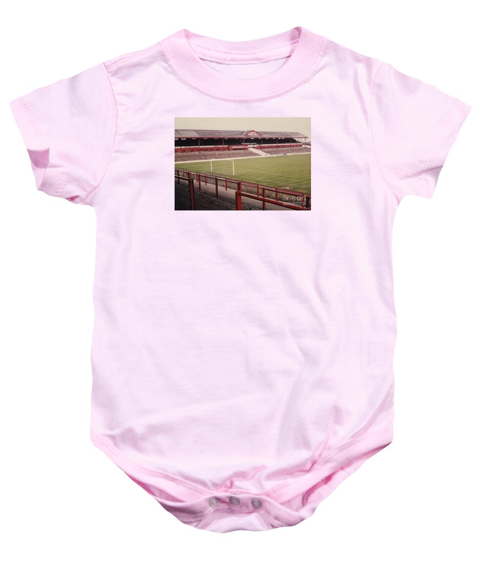  Baby Onesie featuring the photograph Barnsley - Oakwell Stadium - West Stand 1 - 1970s by Legendary Football Grounds