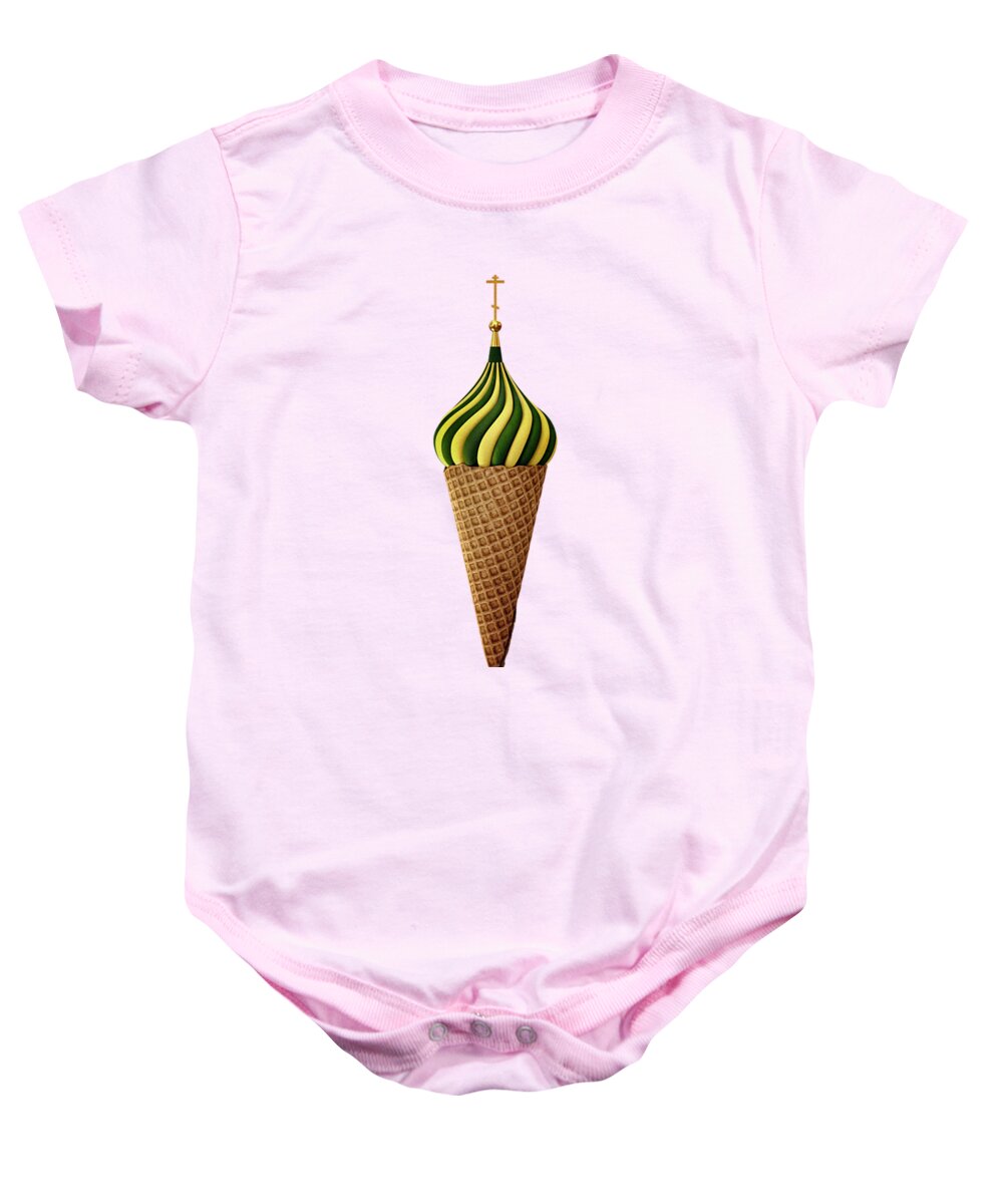 Juxtaposition Baby Onesie featuring the digital art Basil Flavoured by Nicholas Ely