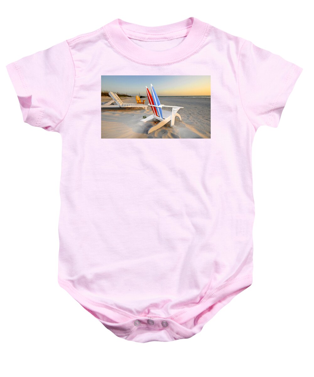 Paradise Baby Onesie featuring the photograph Beach Chair Paradise by David Lee Thompson