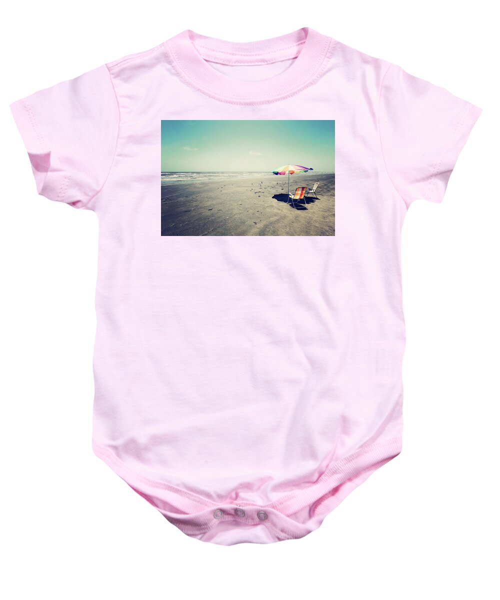 Umbrella Baby Onesie featuring the photograph Beach Day by Trish Mistric