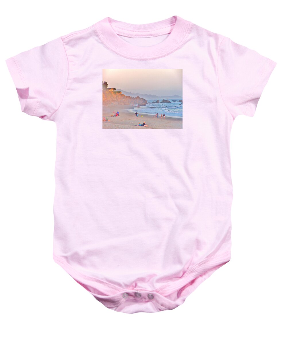 Sky Baby Onesie featuring the photograph Beach Fun by Marilyn Diaz