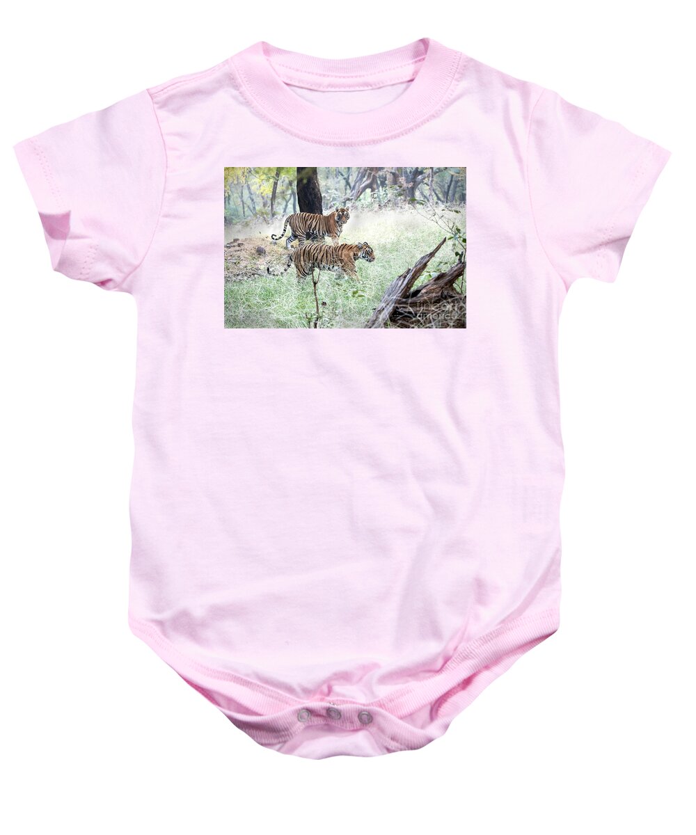 Tigers Baby Onesie featuring the digital art Begging attention by Pravine Chester
