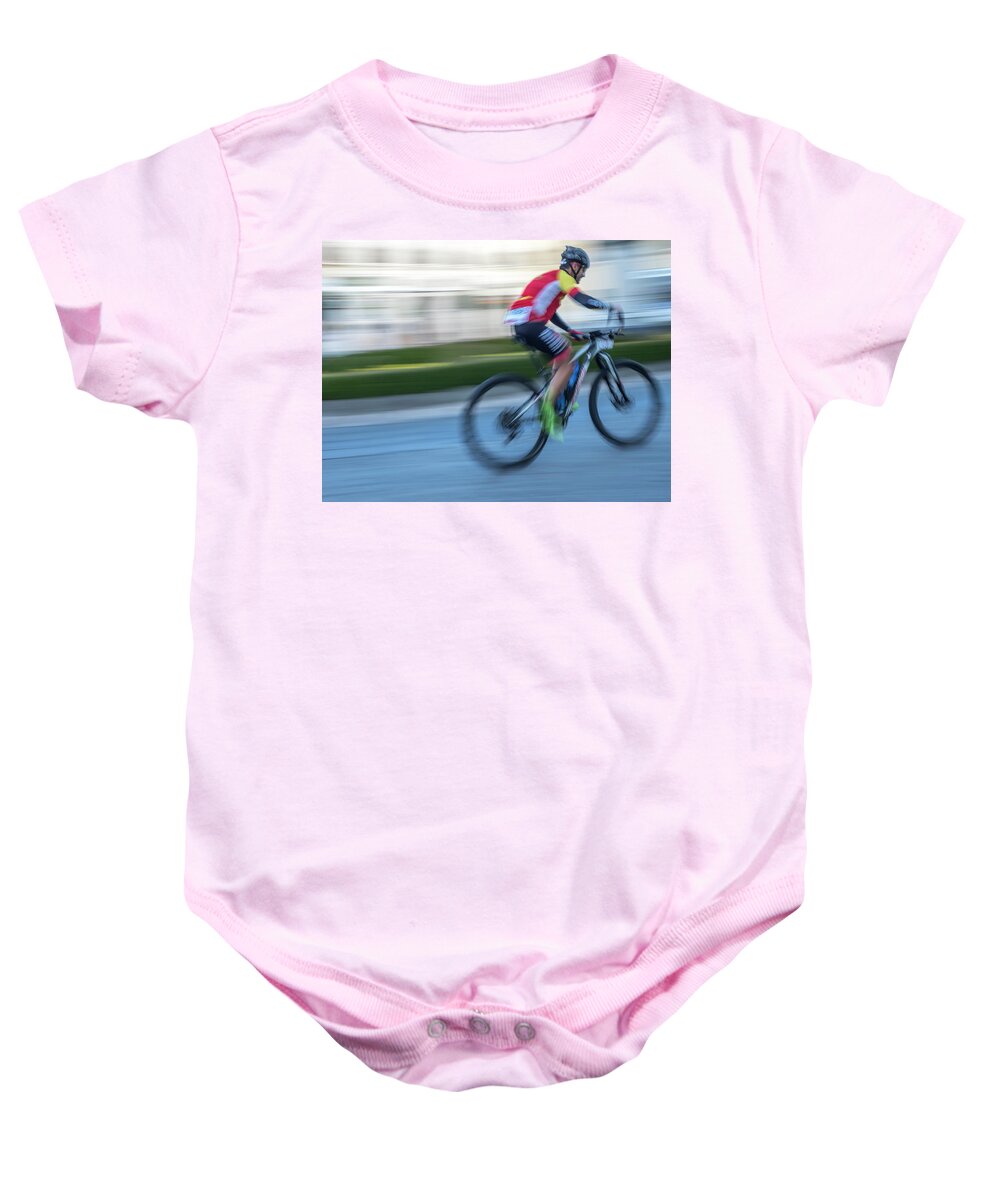 Andalusia Baby Onesie featuring the photograph Bicycle race by Usha Peddamatham