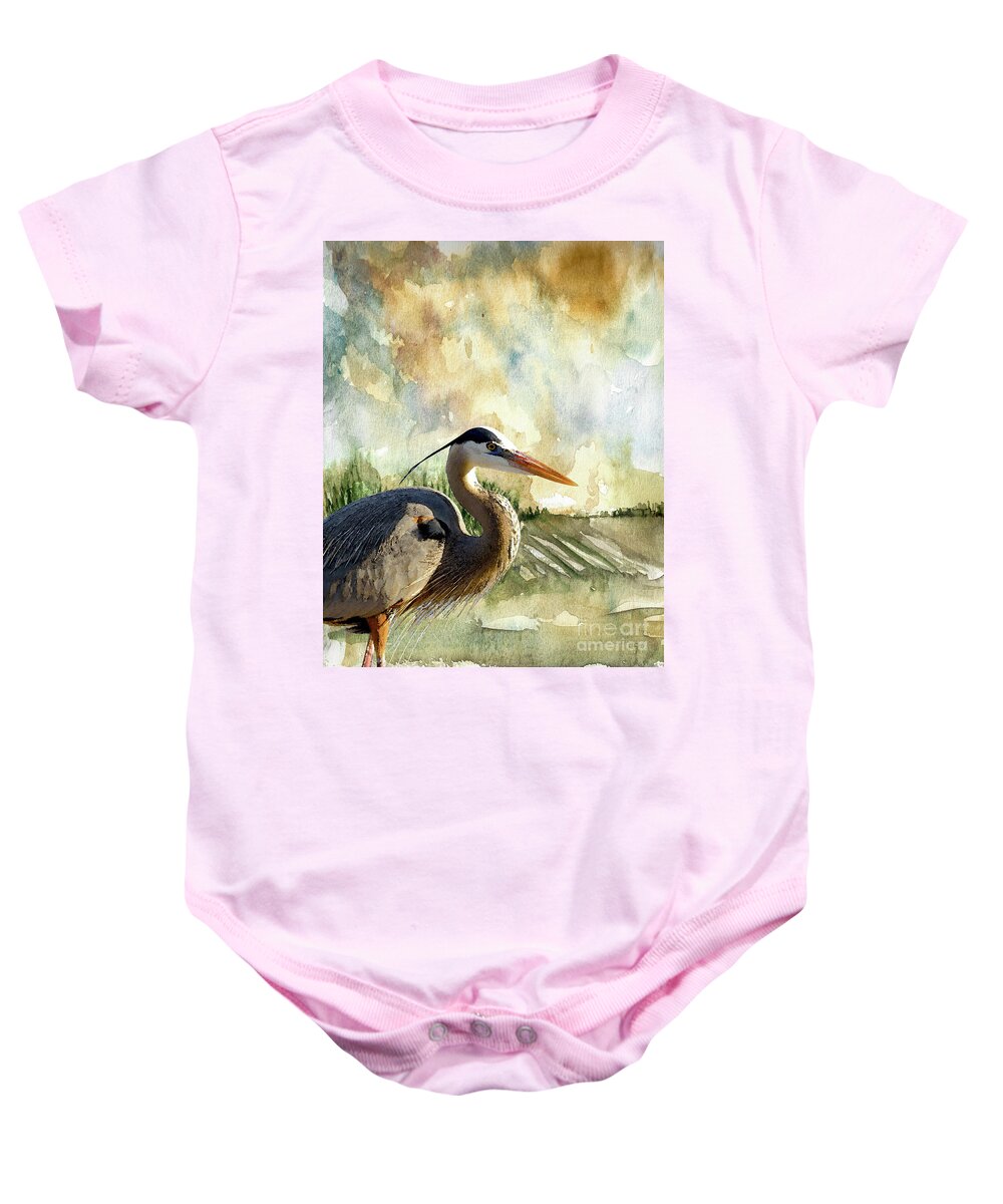 #creativemother Baby Onesie featuring the painting Big Bird by Francelle Theriot