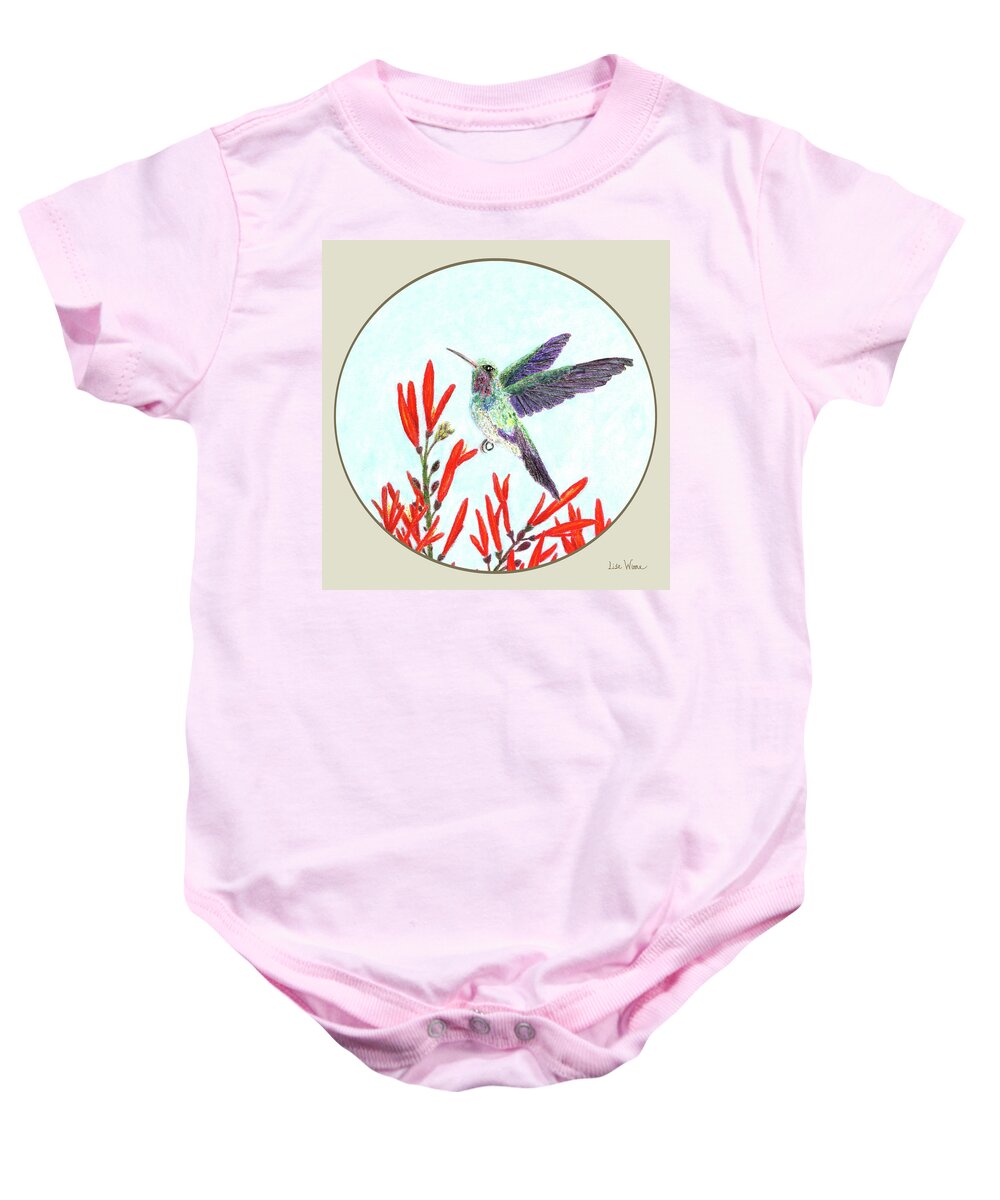 Bird Baby Onesie featuring the painting Birds Drawings and Paintings button by Lise Winne
